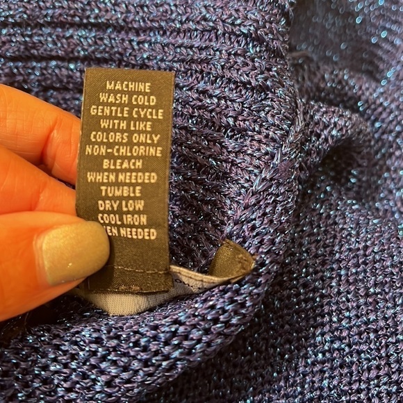 INC International Concepts Blue Metallic Diagonal Zip Cardigan Sweater Sz XS - Picture 6 of 6